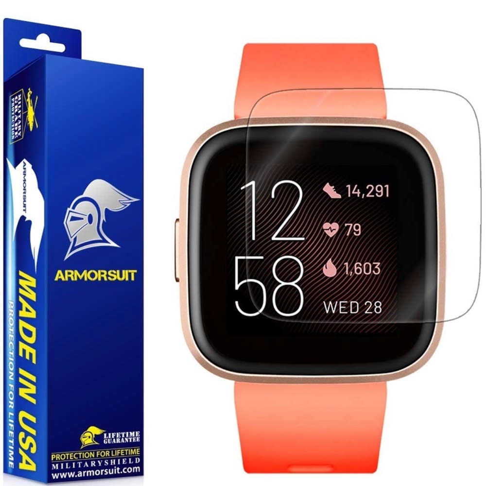 Fit Versa 2 Rose Gold Elastomer Strap Touchscreen smart watch with ArmorSuit